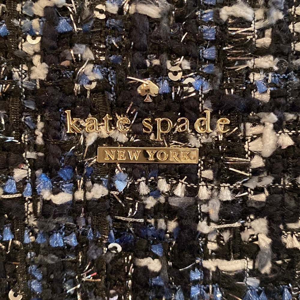 Kate Spade Black & Blue With Silver Flecks Tweed Crossbody Bag With Hand… - Picture 2 of 7